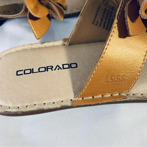 Colorado Opanka Ladies Leather Thongs Sandals Rianna Gold Metallic Size AU 7 - Picture 7 of 14